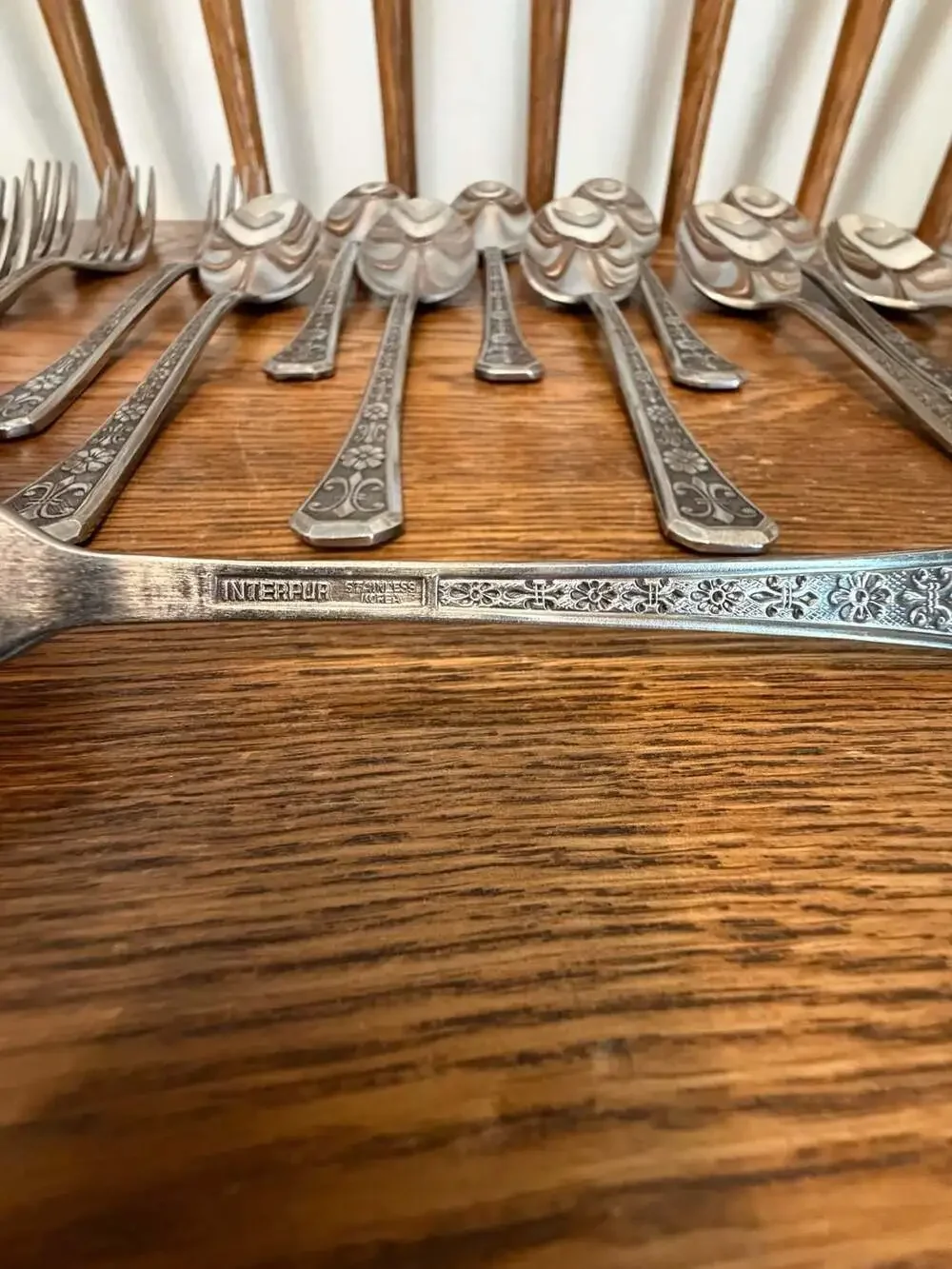Interpur Stainless Korea Floral Pattern Flatware Set